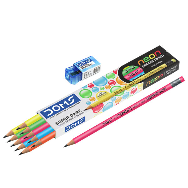 DOMS Neon Eraser Tipped Pencil 10 Pcs Pack